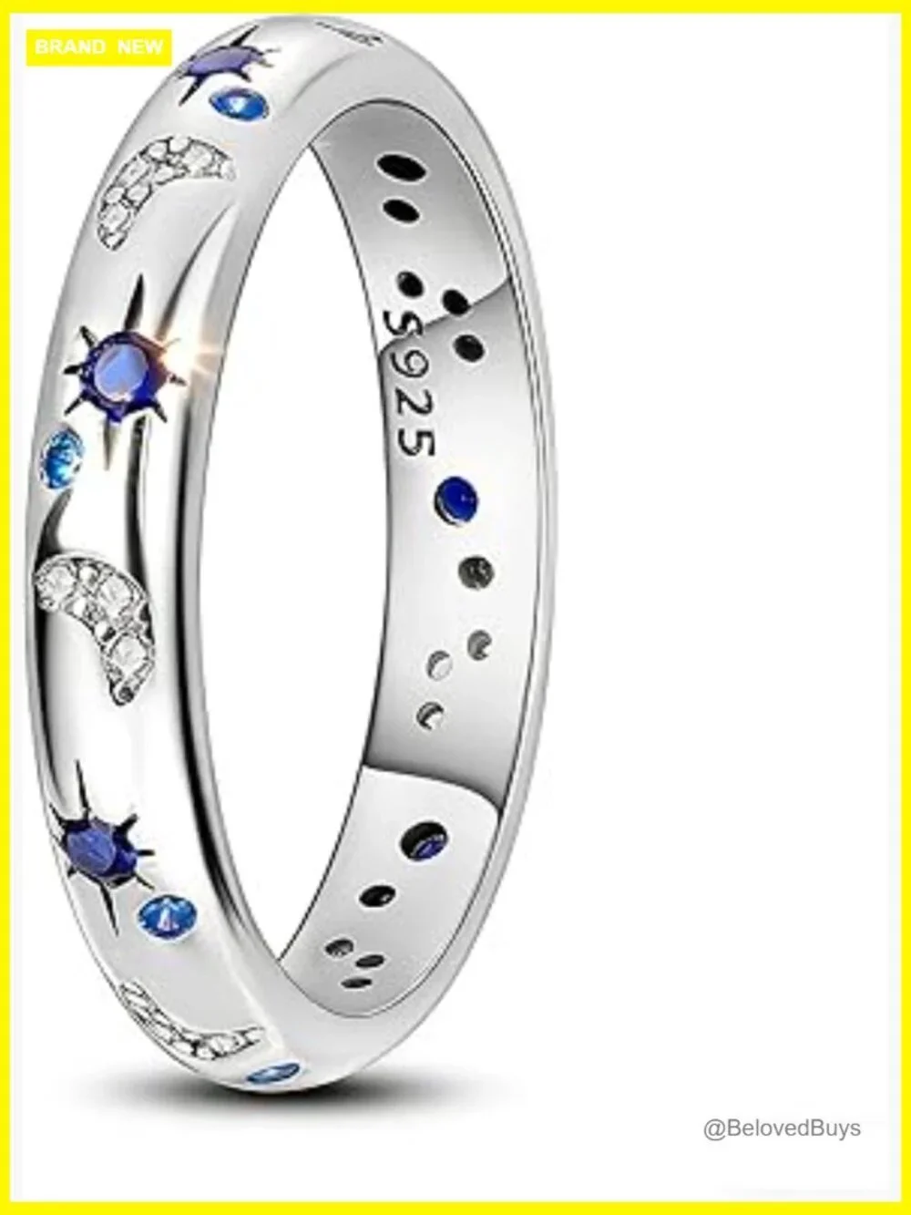 925 Sterling Silver Sun Moon Star Ring Eternity Stackable Size 5-10